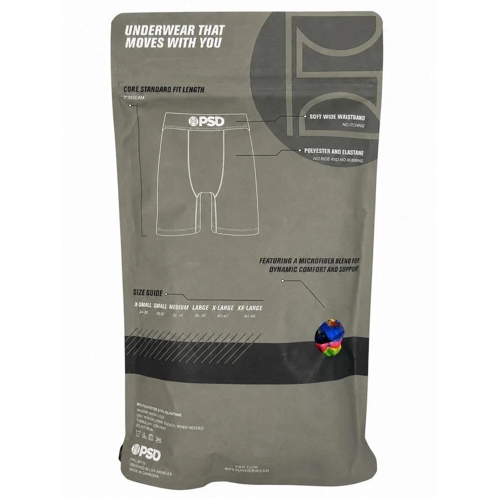 PSD Mens 3 Pack Core Standard Boxer Briefs Medium Multicolor 7 Inch Inseam